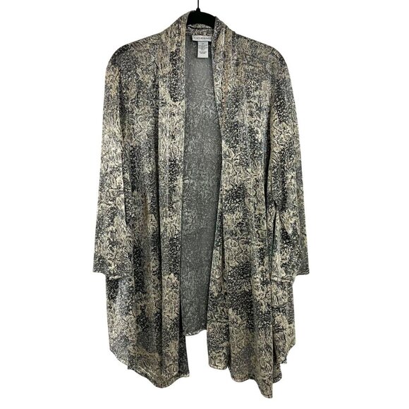 Catherines Gray & Gold Metallic Sparkle Sheer Cardigan Dressy - Size 2X - Picture 1 of 4